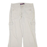 GLORIA VANDERBILT Womens Cotton Blend Beige Relaxed Wide-Leg Trousers W30 L32