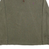POLO RALPH LAUREN Mens Green Cotton Pullover Plain Half Zip Jumper L Classic