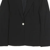 LAUREN RALPH LAUREN Womens Black Wool Blend Tailored Jacket L Button Wool Mix