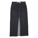 GAP Womens Blue Denim Midi Straight Skirt UK 6 Cotton Blend Front Slit Pockets