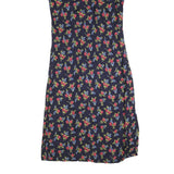 STUDIO Womens Black Floral Day Cotton Blend Dress Short Sleeve M Summer