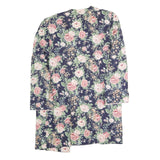 JUST IN THYME Womens Blue Floral Cotton Blend Jacket L Casual Elegant