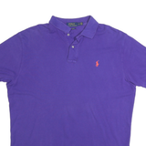 POLO RALPH LAUREN Mens Purple Short Sleeve Plain L Cotton Blend Polo Shirt