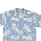 PALMWAVE Mens Blue & White Pineapple Cotton Blend Shirt L Casual Summer