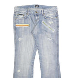DOLCE & GABBANA Womens Blue Regular Bootcut Denim Medium W31 L29 Distressed Zip