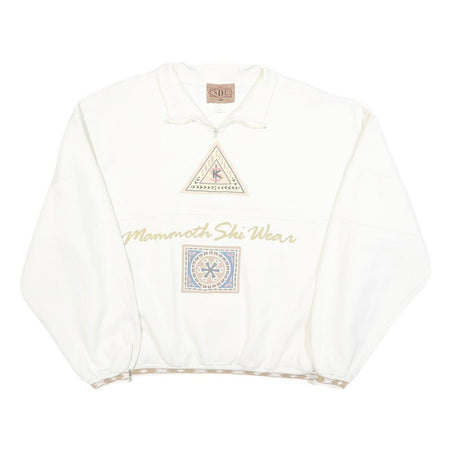 SDI Womens White Ski Wear Collar XL Cotton Blend Pullover Sweatshirt Ski Style