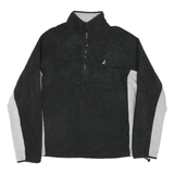 NAUTICA Mens Black & Grey Plain Pullover Jumper Crew Neck Basic Knit L Polyester