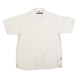 NAUTICA Mens White Shirt M Casual Linen Blend Short Sleeve Button