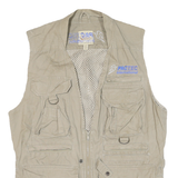 SAFARI Mens Beige Outdoor Gilet M Cotton Blend Woven Plain Sleeveless Zip