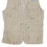 SAFARI Mens Beige Outdoor Gilet M Cotton Blend Woven Plain Sleeveless Zip