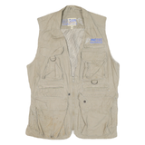 SAFARI Mens Beige Outdoor Gilet M Cotton Blend Woven Plain Sleeveless Zip