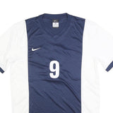 NIKE Mens Navy & White Athletic T-Shirt M Short Sleeve V-Neck Sports Jersey