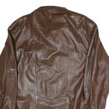 Womens Brown Leather Button Jacket XL Plain Classic Fit Timeless Outerwear