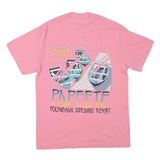 SUN Womens Pink & Blue Papeete Graphic T-Shirt L Short Sleeve Crew Neck Summer