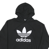 ADIDAS Womens Black Hoodie L Cotton Blend Pullover Logo Casual