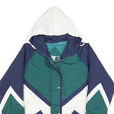 ANDY JOHNS Womens Green Navy & White Zip Up Outdoor Jacket S Polyester Blend