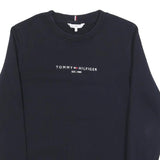 TOMMY HILFIGER Womens Navy Blue Sweatshirt Crew Neck S Classic Logo Est 1985
