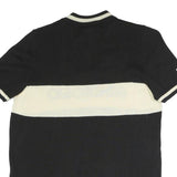 AMBROSIO Mens Black & Cream Colourblock 1/4 Zip Band Collar Pullover Jumper XL