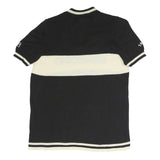 AMBROSIO Mens Black & Cream Colourblock 1/4 Zip Band Collar Pullover Jumper XL