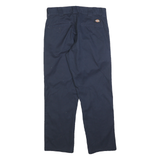 DICKIES Mens Regular Navy Blue Cotton Blend Twill Trousers W30 L27 Workwear Zip