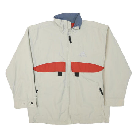 ADIDAS Mens Cream & Red Zip Jacket L Polyester Blend Plain Sportswear