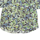 CITI-GIRL Womens Black Green Blue Floral Shirt Short Sleeve V-Neck One Size
