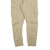 H&M Mens Beige Slim Drawstring Cargo Trousers W30 L27 Casual Cotton Blend