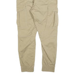 H&M Mens Beige Slim Drawstring Cargo Trousers W30 L27 Casual Cotton Blend