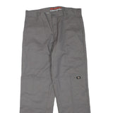 DICKIES Mens Grey Polyester Blend Regular Leg Trousers W36 L32 Durable Workwear