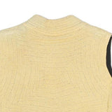 Womens Beige Knitted Sleeveless Jacket S Polyester Blend Plain Unique Brooch