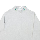 OOCHI VERDI Womens Light Grey Sweatshirt Embroidered Collar M Long Sleeve Casual