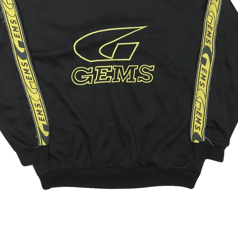 GEMS Mens Black & Yellow Logo Crew Neck XL Sports Style Sweatshirt