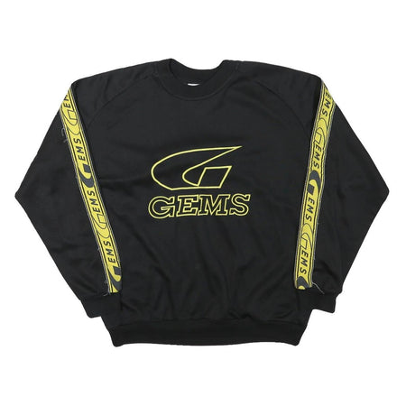 GEMS Mens Black & Yellow Logo Crew Neck XL Sports Style Sweatshirt