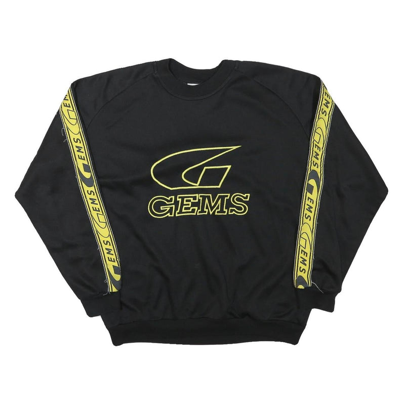 GEMS Mens Black & Yellow Logo Crew Neck XL Sports Style Sweatshirt