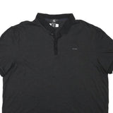 CALVIN KLEIN Mens Black Striped Short Sleeve Polo Shirt 2XL Cotton Blend