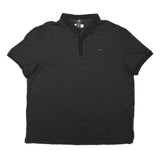 CALVIN KLEIN Mens Black Striped Short Sleeve Polo Shirt 2XL Cotton Blend