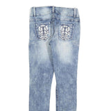 BODY CENTRAL Womens Slim Blue Denim Light Wash Jeans W26 L30 Embroidered Pockets