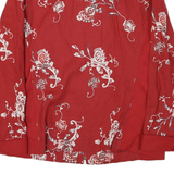 Womens Red & Cream Floral Cotton Zip Jacket M Casual Lightweight
