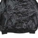 CARDINAL Mens Black Oasis Lounge Nylon Button Jacket L Satin Graphic Print