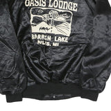 CARDINAL Mens Black Oasis Lounge Nylon Button Jacket L Satin Graphic Print