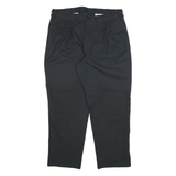 DICKIES Mens Cotton Blend Black Relaxed Straight Trousers W36 L30 Workwear Zip