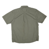 WRANGLER Mens Green Short Sleeve Cotton Blend Shirt L Casual Buttoned Pockets