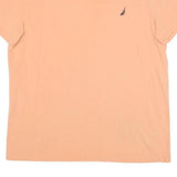 NAUTICA Mens Peach V-Neck T-Shirt XL Cotton Blend Casual Logo Embroidered
