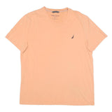 NAUTICA Mens Peach V-Neck T-Shirt XL Cotton Blend Casual Logo Embroidered