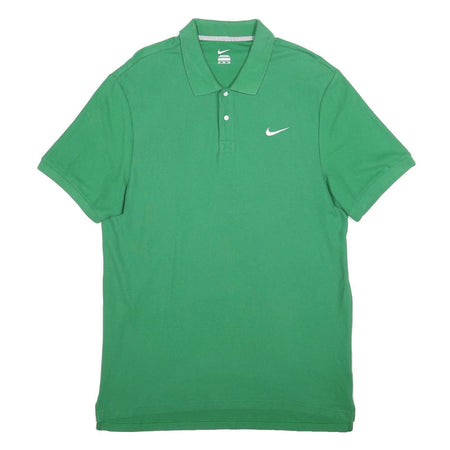 NIKE Mens Green Polo Shirt XL Cotton Blend Short Sleeve Plain Casual Golf
