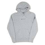 CHAMPION Mens Grey Hoodie S Printed Logo Pullover Cotton Blend Casual