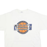 GILDAN Mens White & Orange Basketball Graphic T-Shirt XL Short Sleeve Crew Neck