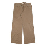 MARLBORO Womens Cotton Blend Beige Regular Wide-Leg Trousers W35 L32 Casual