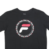 FILA Womens Black Graphic T-Shirt XL Short Sleeve Crew Neck Logo Print