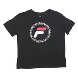 FILA Womens Black Graphic T-Shirt XL Short Sleeve Crew Neck Logo Print